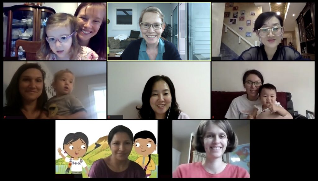 IFI volunteers and international moms meet online during COVID